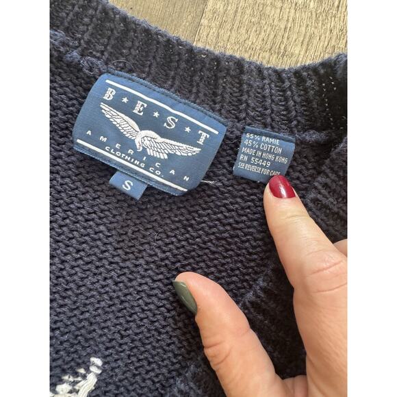 Vintage Best American Clothing Co Cotton Blend Nautical Button Cardigan Size S - Picture 8 of 16